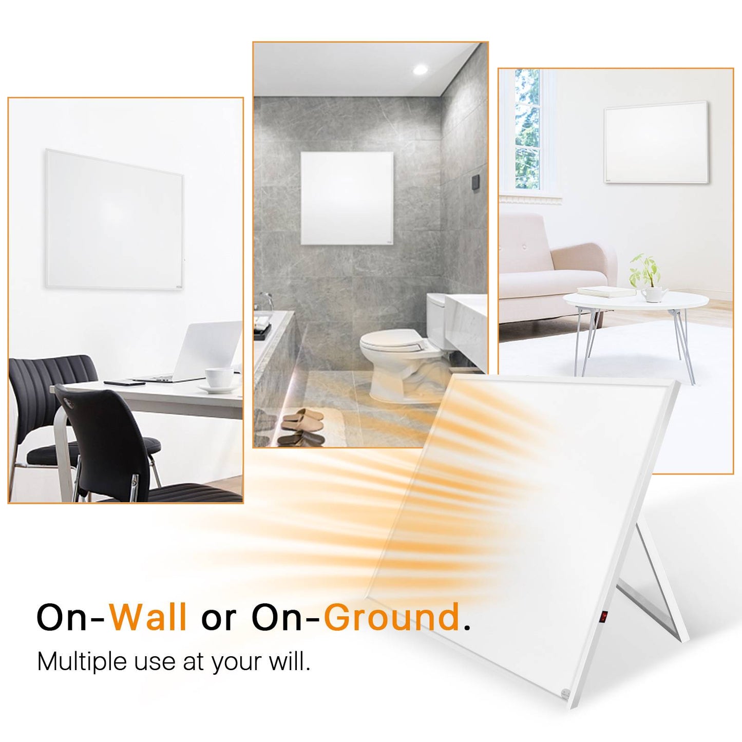 Electric Wall Mounted Space Flat Panel Heater 500W, Portable With Back Stand