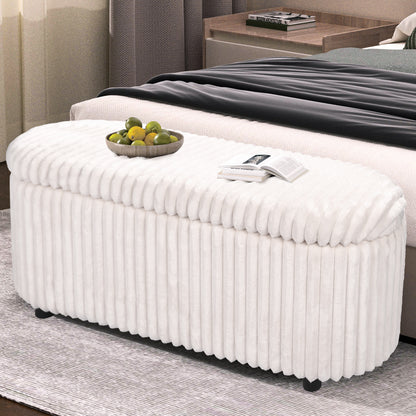 Linen Upholstered Storage Bench – Multifunctional Entryway, Living Room & Bedroom Ottoman
