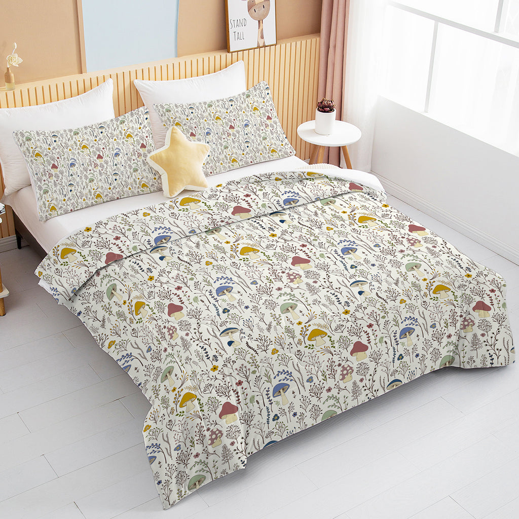 Microfiber Comforter Set, Mushroom Print