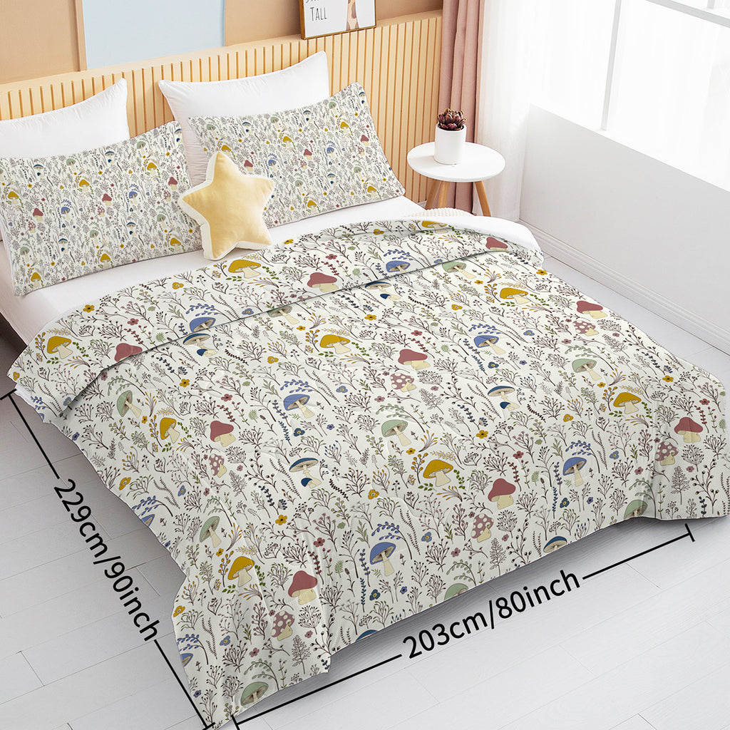 Microfiber Comforter Set, Mushroom Print