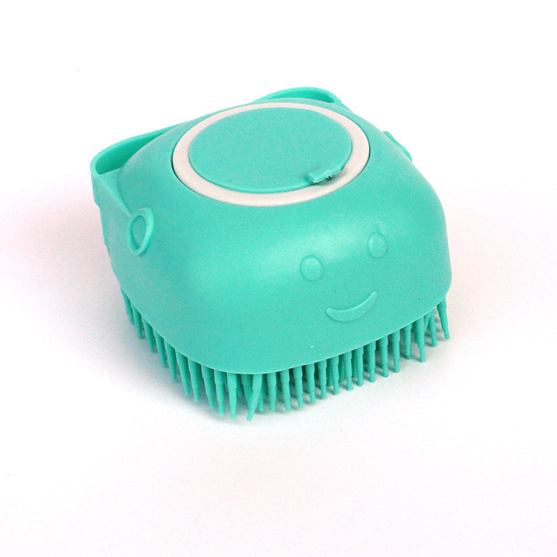 Silicone Pet Bath & Massage Brush – Dog & Cat Grooming Tool with Shampoo Dispenser
