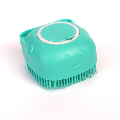 Silicone Pet Bath & Massage Brush – Dog & Cat Grooming Tool with Shampoo Dispenser