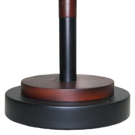Modern Black Umbrella Table Lamp | Walnut Solid Wood Base & Metal Dome Shade | Decorative Nightstand/Desk Light (18" H)
