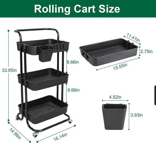 3-Tier Rolling Utility Cart