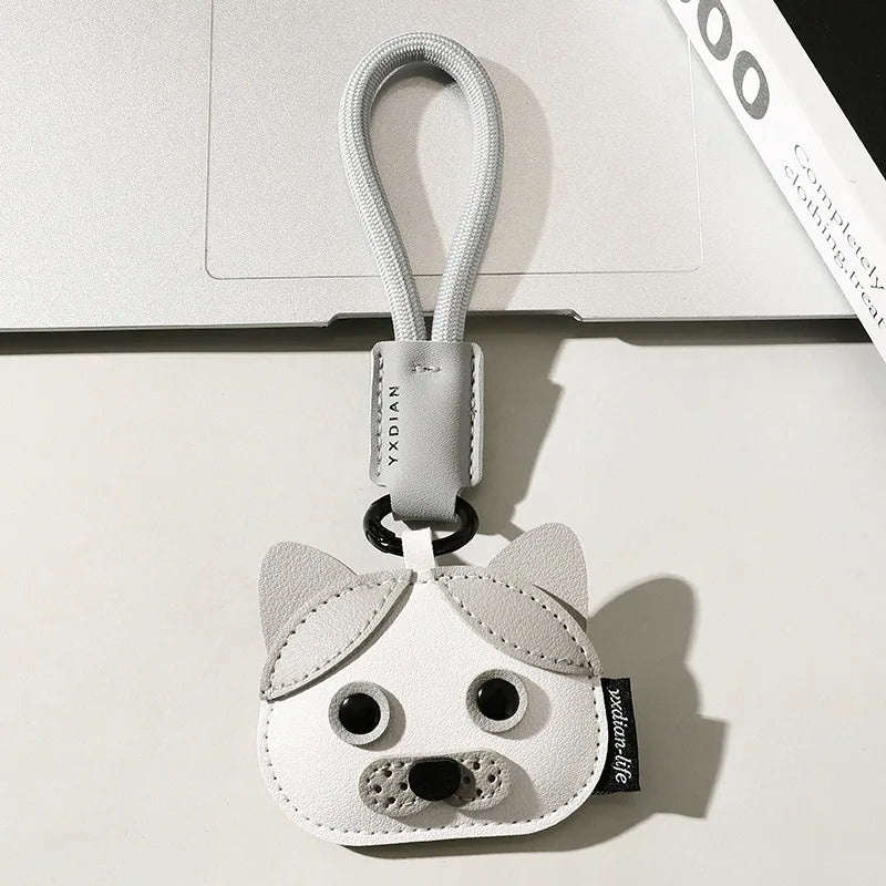 Leather Pet Keychain with Puppy Charm - Al-Noor Bazaar