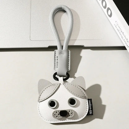 Leather Pet Keychain with Puppy Charm - Al-Noor Bazaar