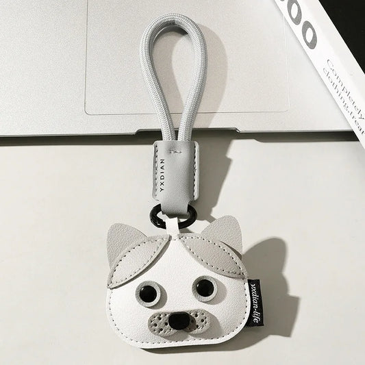 Leather Pet Keychain with Puppy Charm - Al-Noor Bazaar