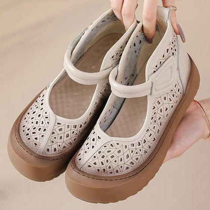 Women's Leather Cutout Ankle Sandals - Al-Noor Bazaar