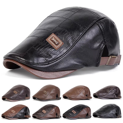 Faux Leather Newsboy Cap for Men - Al-Noor Bazaar