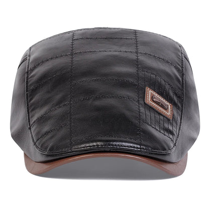 Faux Leather Newsboy Cap for Men - Al-Noor Bazaar