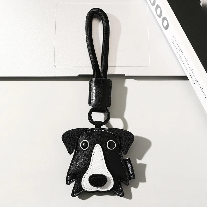 Leather Pet Keychain with Puppy Charm - Al-Noor Bazaar