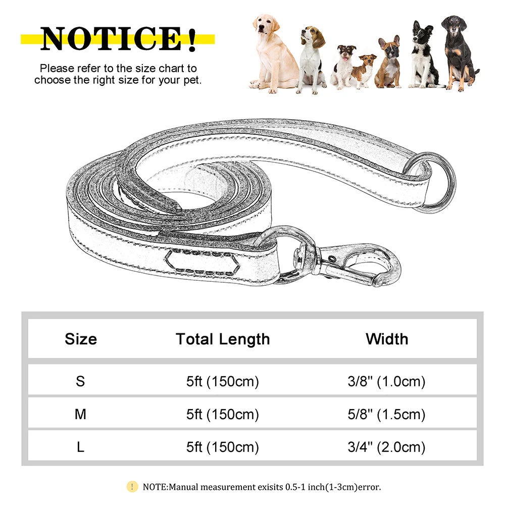 Genuine Leather Dog Leash for Large Dogs - Al-Noor Bazaar