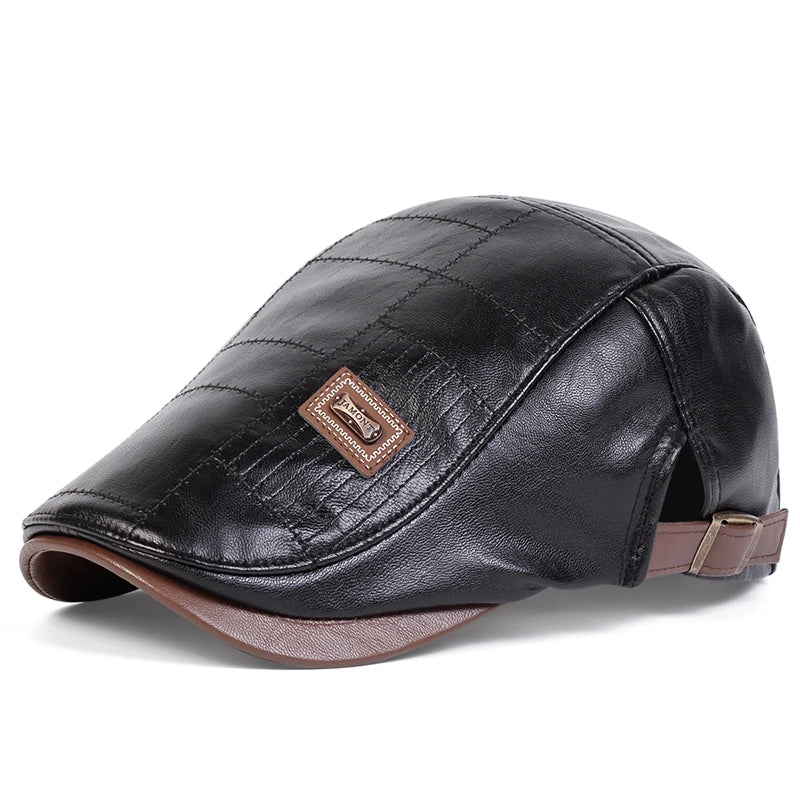 Faux Leather Newsboy Cap for Men - Al-Noor Bazaar