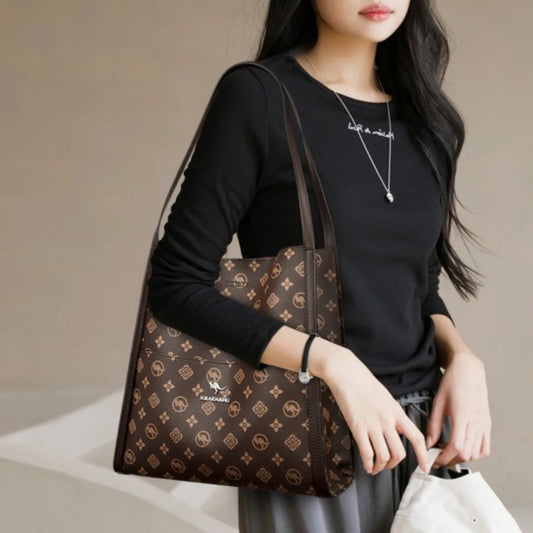 Leather Tote Bag with Top Handle for Women - Al-Noor Bazaar