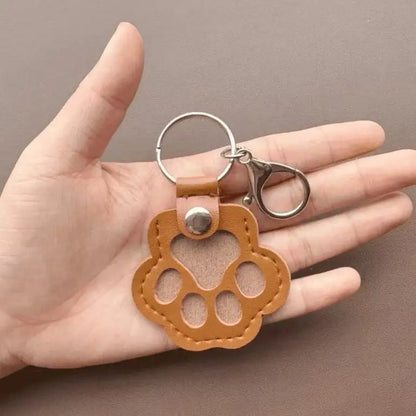 Leather Pet Hair Keepsake Keychain with Cat Paw Charm