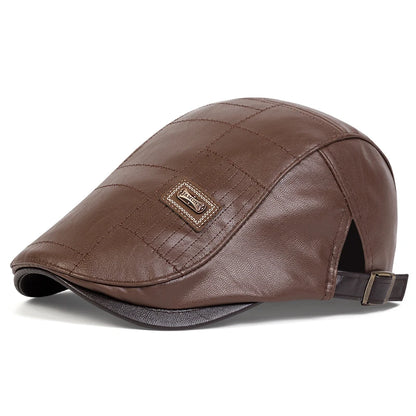 Faux Leather Newsboy Cap for Men - Al-Noor Bazaar