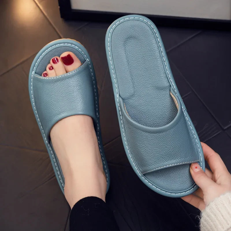 Genuine Leather Slide Sandals for Men - Al-Noor Bazaar