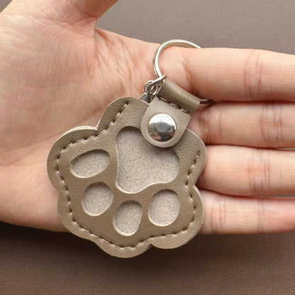 Leather Pet Hair Keepsake Keychain with Cat Paw Charm