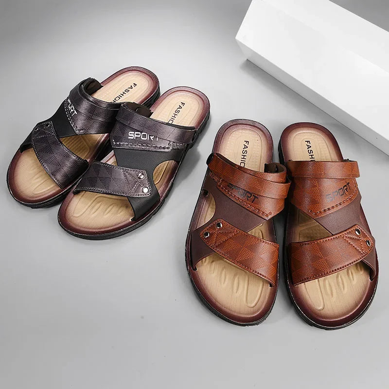 Leather Summer Fashion Beach Sandals for Men - Al-Noor Bazaar