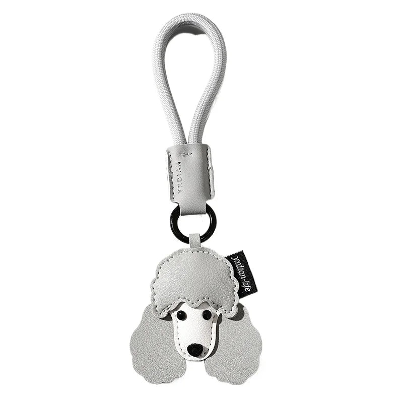 Leather Pet Keychain with Puppy Charm - Al-Noor Bazaar