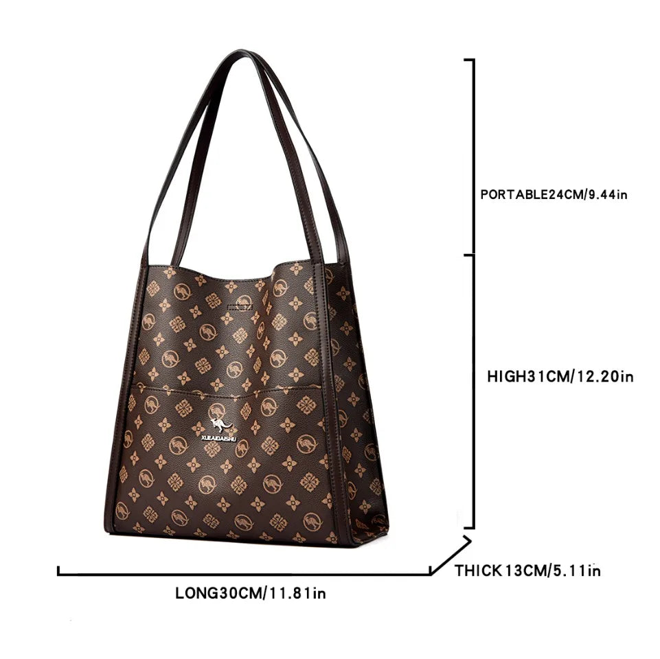 Leather Tote Bag with Top Handle for Women - Al-Noor Bazaar