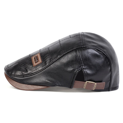 Faux Leather Newsboy Cap for Men - Al-Noor Bazaar