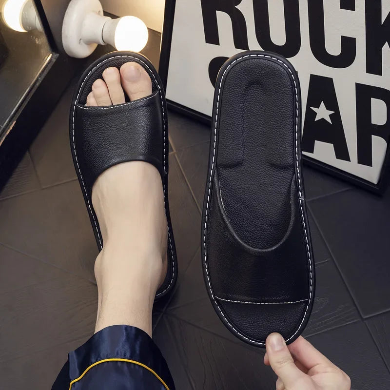 Genuine Leather Slide Sandals for Men - Al-Noor Bazaar