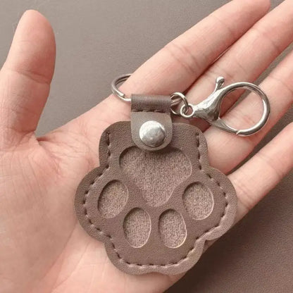 Leather Pet Hair Keepsake Keychain with Cat Paw Charm