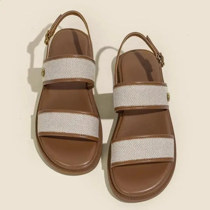 Women's Low-Heel Leather Slide Sandals - Al-Noor Bazaar
