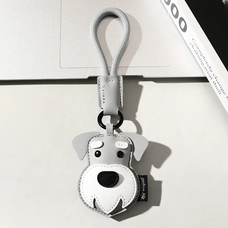Leather Pet Keychain with Puppy Charm - Al-Noor Bazaar