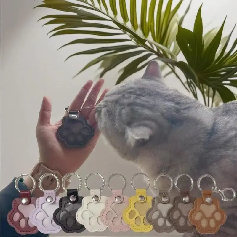 Leather Pet Hair Keepsake Keychain with Cat Paw Charm