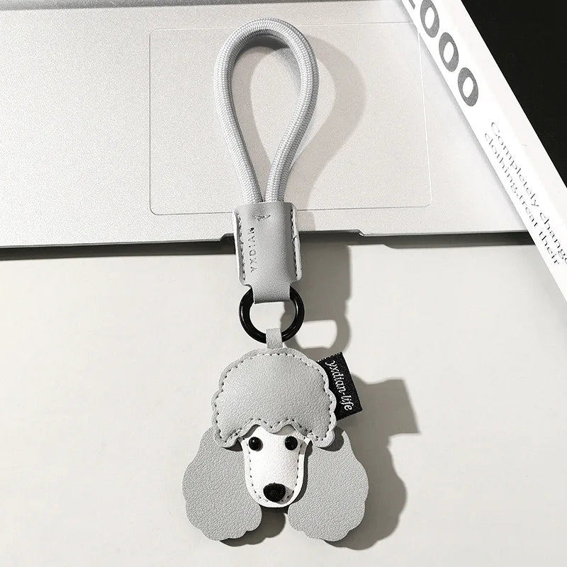 Leather Pet Keychain with Puppy Charm - Al-Noor Bazaar