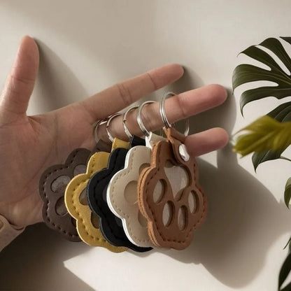 Leather Pet Hair Keepsake Keychain with Cat Paw Charm