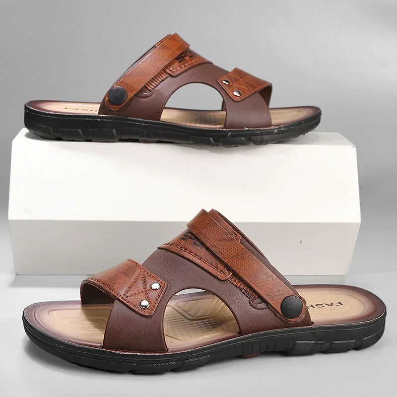 Leather Summer Fashion Beach Sandals for Men - Al-Noor Bazaar