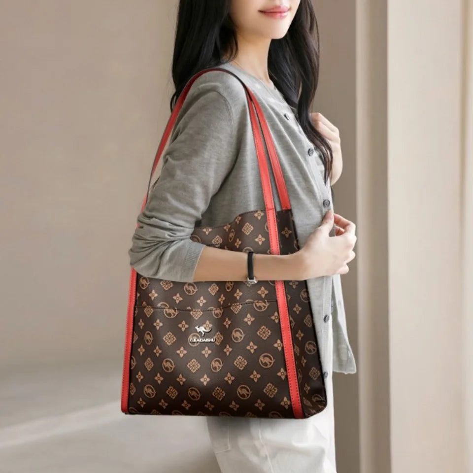 Leather Tote Bag with Top Handle for Women - Al-Noor Bazaar
