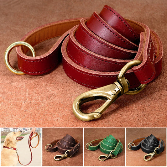 Genuine Leather Dog Leash for Large Dogs - Al-Noor Bazaar
