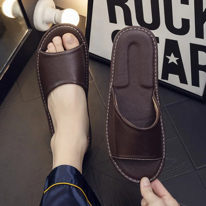 Genuine Leather Slide Sandals for Men - Al-Noor Bazaar