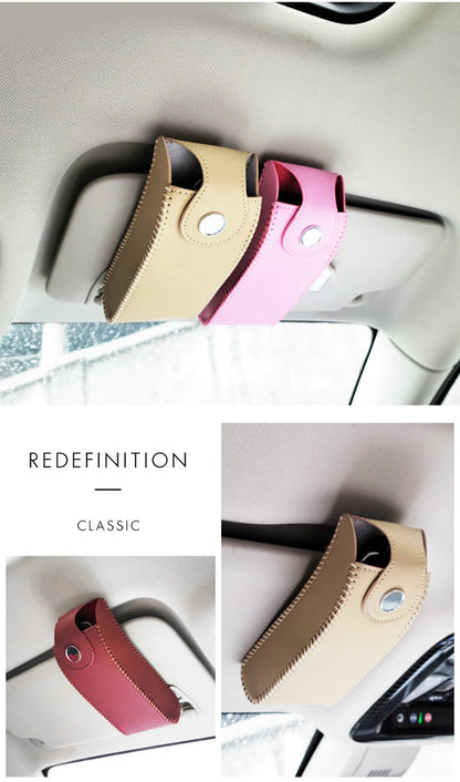 Leather Sunglasses Holder for Car Visor - Al-Noor Bazaar