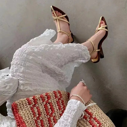 Patent Leather Heeled Sandals for Women - Al-Noor Bazaar