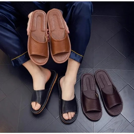 Genuine Leather Slide Sandals for Men - Al-Noor Bazaar