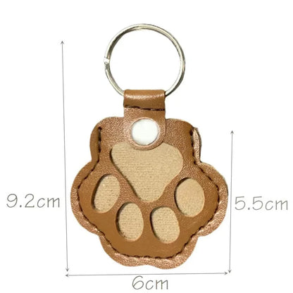 Leather Pet Hair Keepsake Keychain with Cat Paw Charm