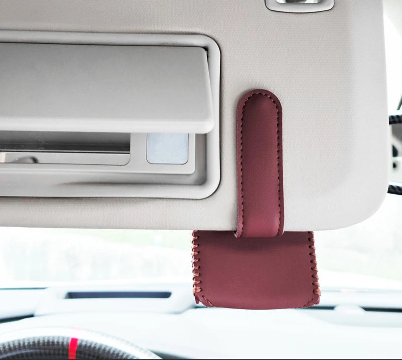 Leather Sunglasses Holder for Car Visor - Al-Noor Bazaar