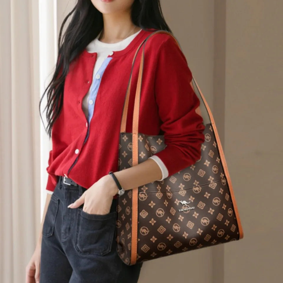 Leather Tote Bag with Top Handle for Women - Al-Noor Bazaar