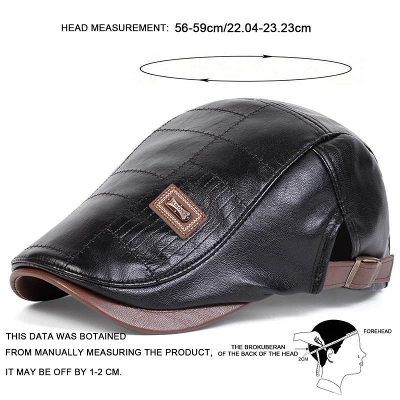Faux Leather Newsboy Cap for Men - Al-Noor Bazaar