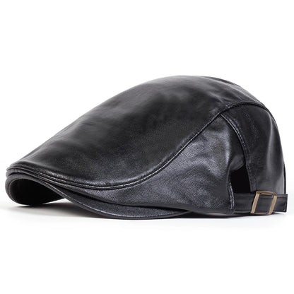 Faux Leather Newsboy Cap for Men - Al-Noor Bazaar