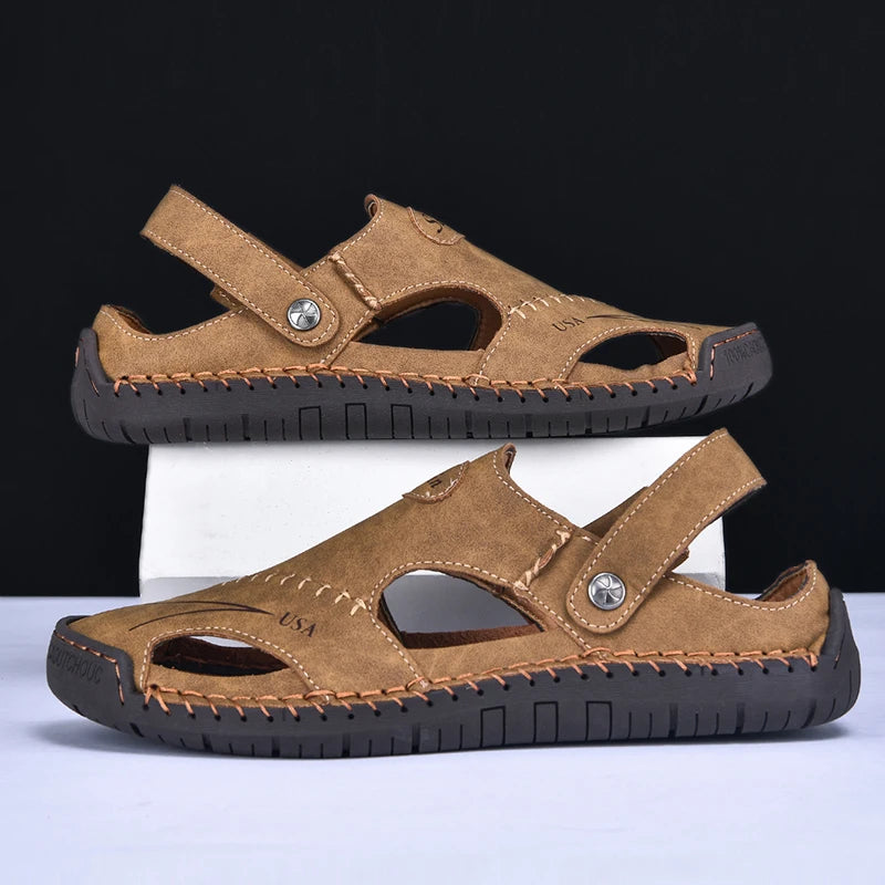 Breathable Leather Sandals for Men - Al-Noor Bazaar