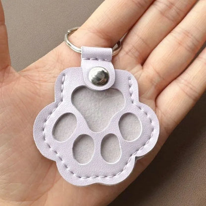 Leather Pet Hair Keepsake Keychain with Cat Paw Charm