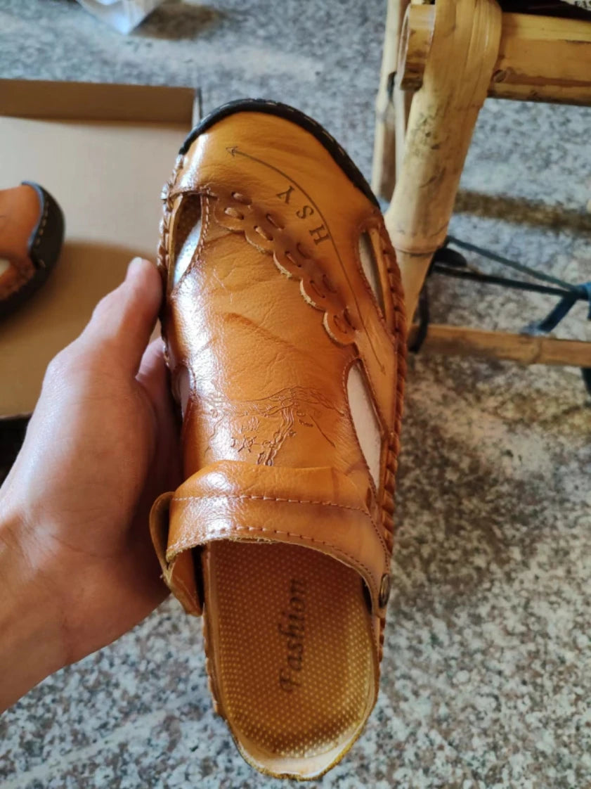 Genuine Leather Slip-On Sandals for Men - Al-Noor Bazaar