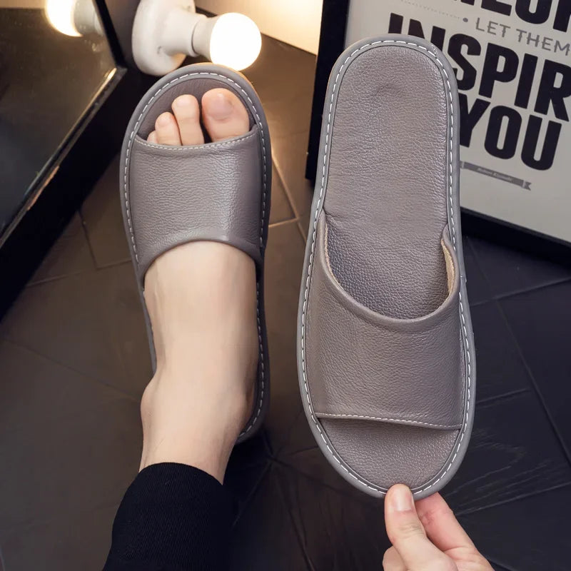 Genuine Leather Slide Sandals for Men - Al-Noor Bazaar