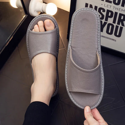 Genuine Leather Slide Sandals for Men - Al-Noor Bazaar